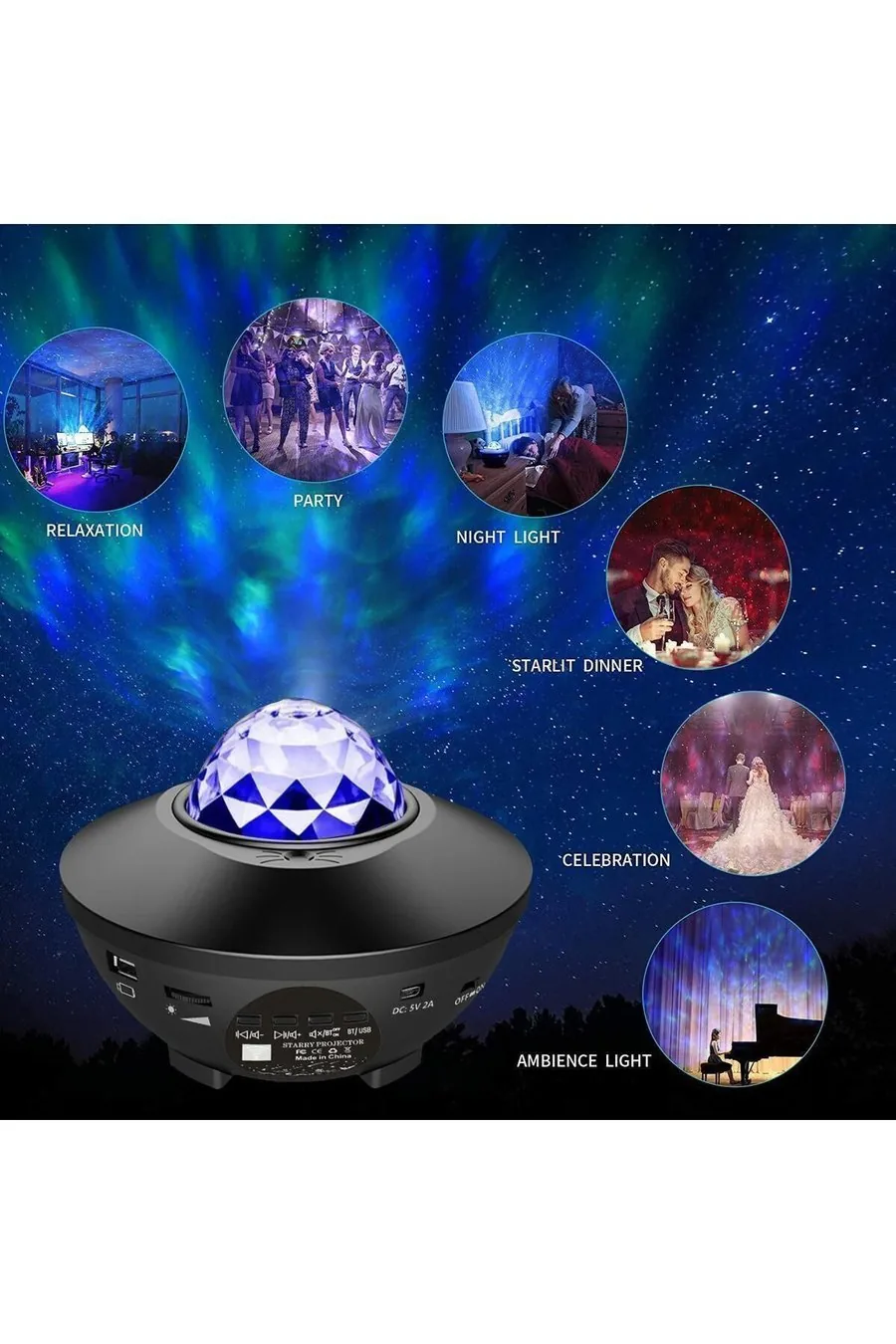 Yıldızlı Galaxy Projektör + Disko Topu Hoparlör: görsel 3