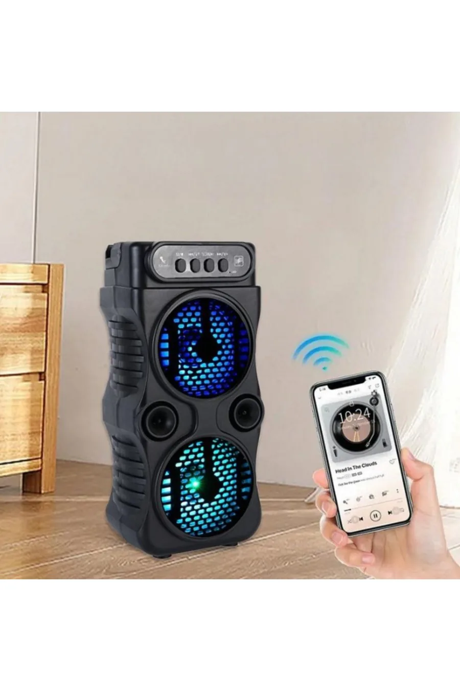 Işıklı Karaoke Hoparlör: Mikrofonlu, Bluetooth, FM: görsel 2